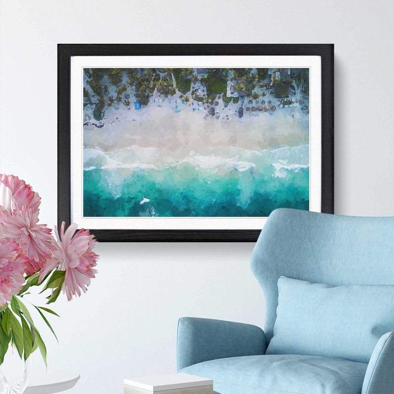 Tulum Mexico Beach - Picture Frame Graphic Art Print, 35cm H x 50cm W x 2cm D, Black