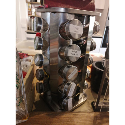 Freestanding Stainless Steel Spice Jar & Rack Set