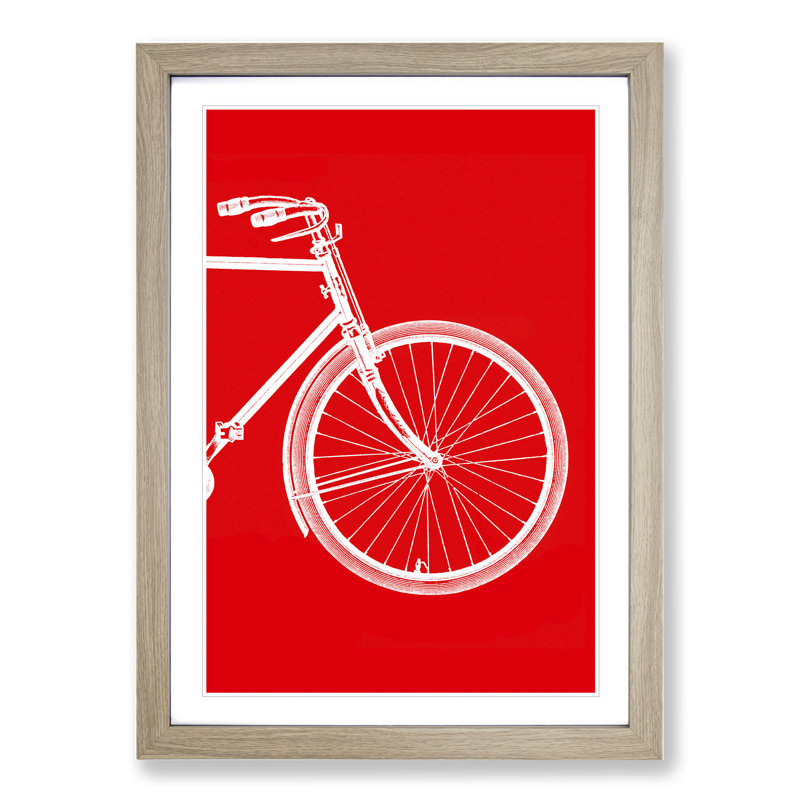 Bicycle No.2 - Picture Frame Graphic Art, Oak, 65cm H x 48cm W x 2cm D