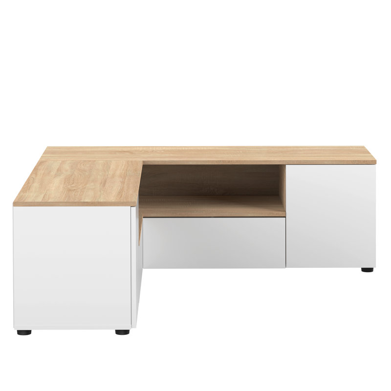 Danilynn Corner TV Stand for TVs up to 55", Oak and White