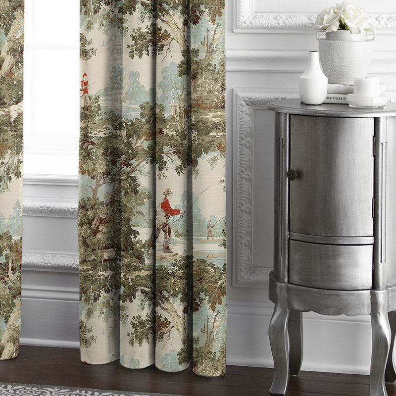 Linen Abstract Room Darkening Rod Pocket Single Curtain Panel, 50" W x 132" L