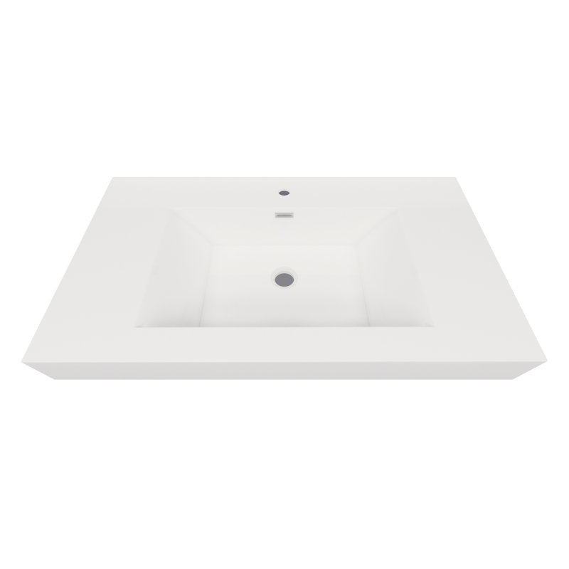 Lavabo de salle de bain vasque rectangulaire blanc avec trop-plein