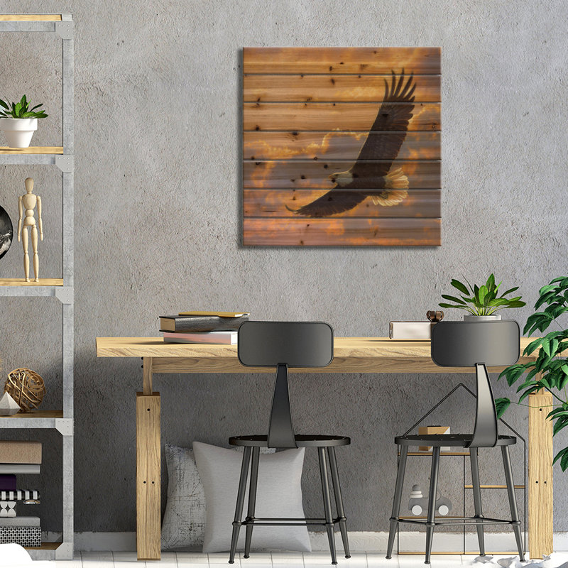 Ancias Soaring Spirit - Aigle à tête blanche, carré par Collin Bogle - reproduction sur bois sans cadre