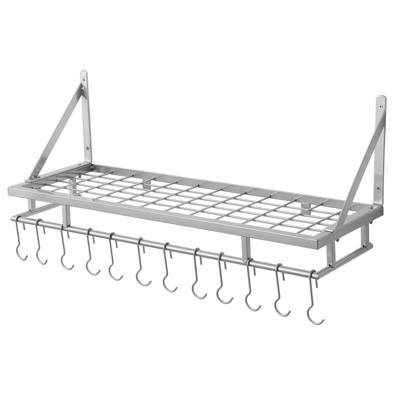 30-Inch Kitchen Pan Pot Rack Wall Mounted Hanging Storage Organizer, Matt Black