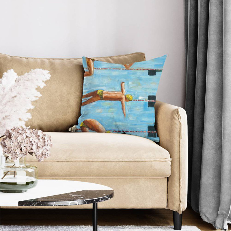Swimmers - 20"x20" Throw pillow cover - Poly twill - Print on demand, 20" x 20"