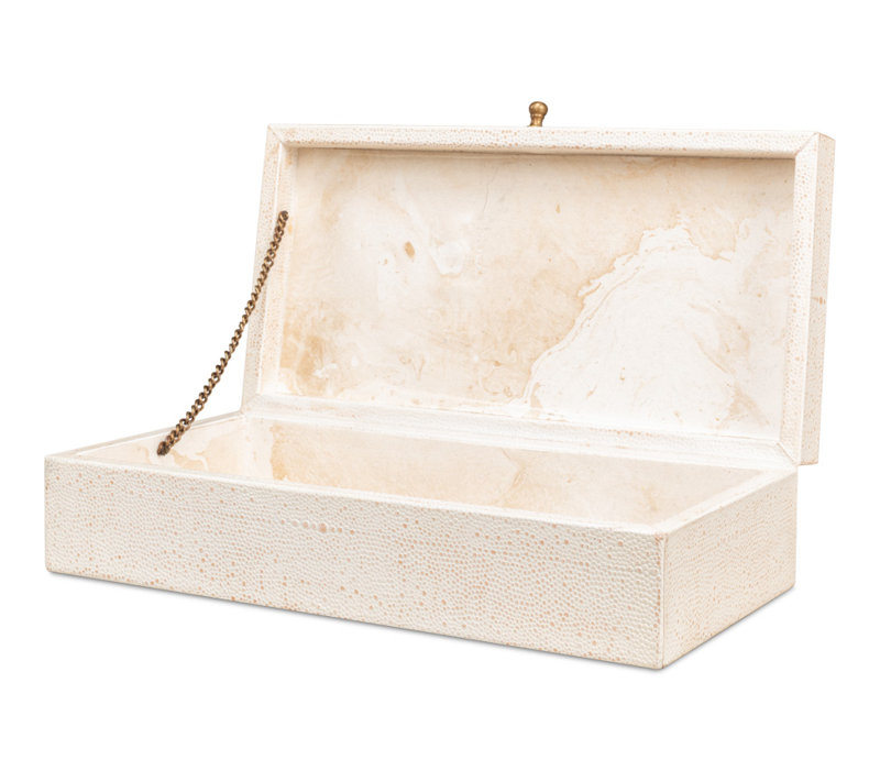 Boîte décorative en cuir chagrin Gatsburg, Blanc
