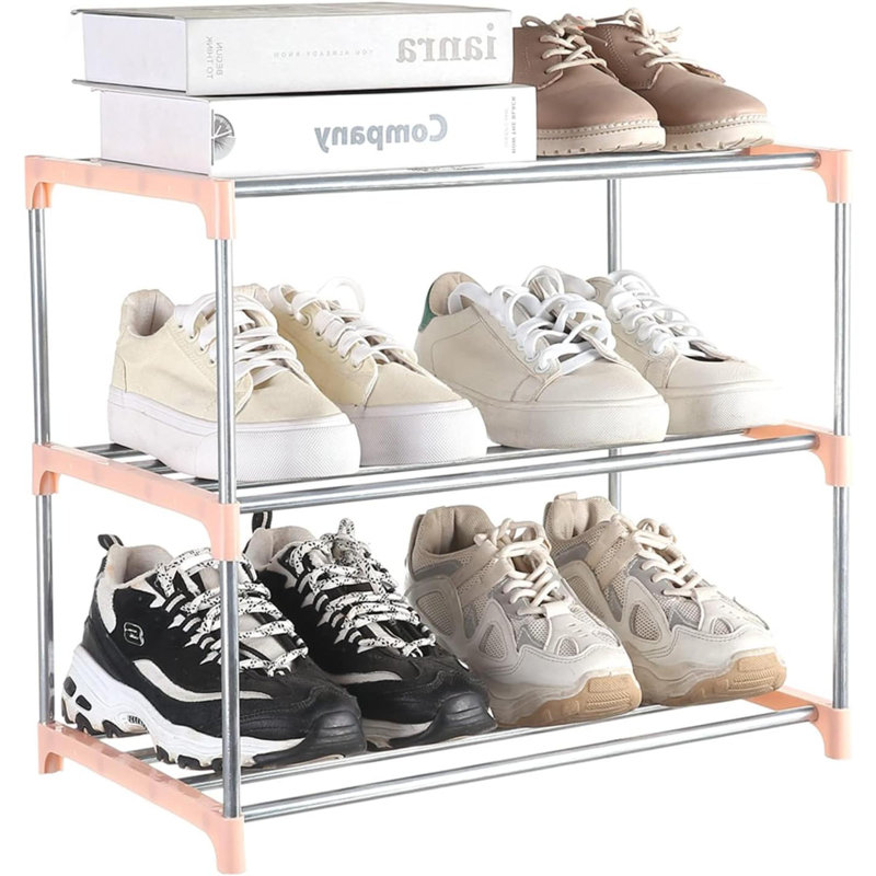 Petite étagère à chaussures, étagère à chaussures étroite et empilable pour vestibule, porte et garde-robe de chambre à coucher