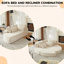 Canapé-lit semi-circulaire 78,5 pouces en velours côtelé 2-en-1 78 pouces, fauteuil inclinable design avec coussin pour le cou et cinq coussins décoratifs dans le salon-1226498506