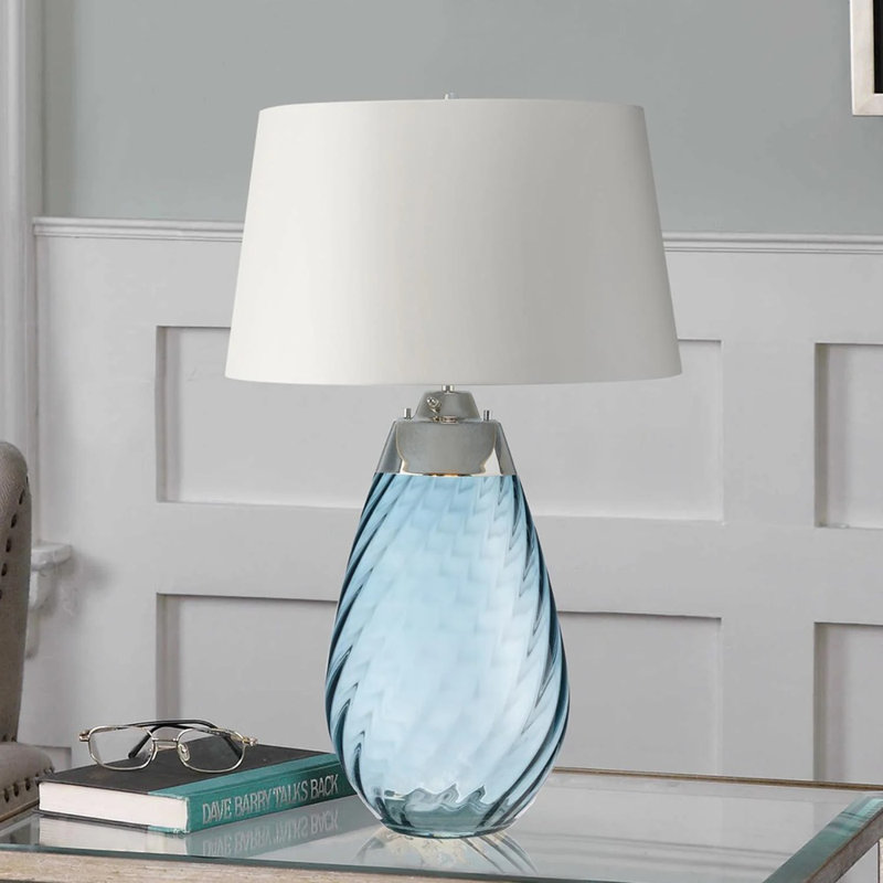 Lena Large Table Lamp, Blue, Off White, 29" H x 18" W x 18" D