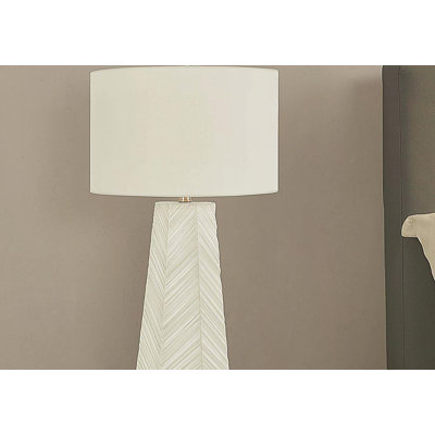 Lighting, 29 po, lampe de table, céramique blanche, abat-jour ivoire / crème, contemporain
