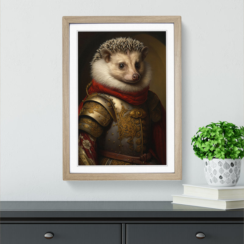 Hedgehog Renaissance - Framed Print, Oak Framed, 46cm H x 34cm W x 2cm D