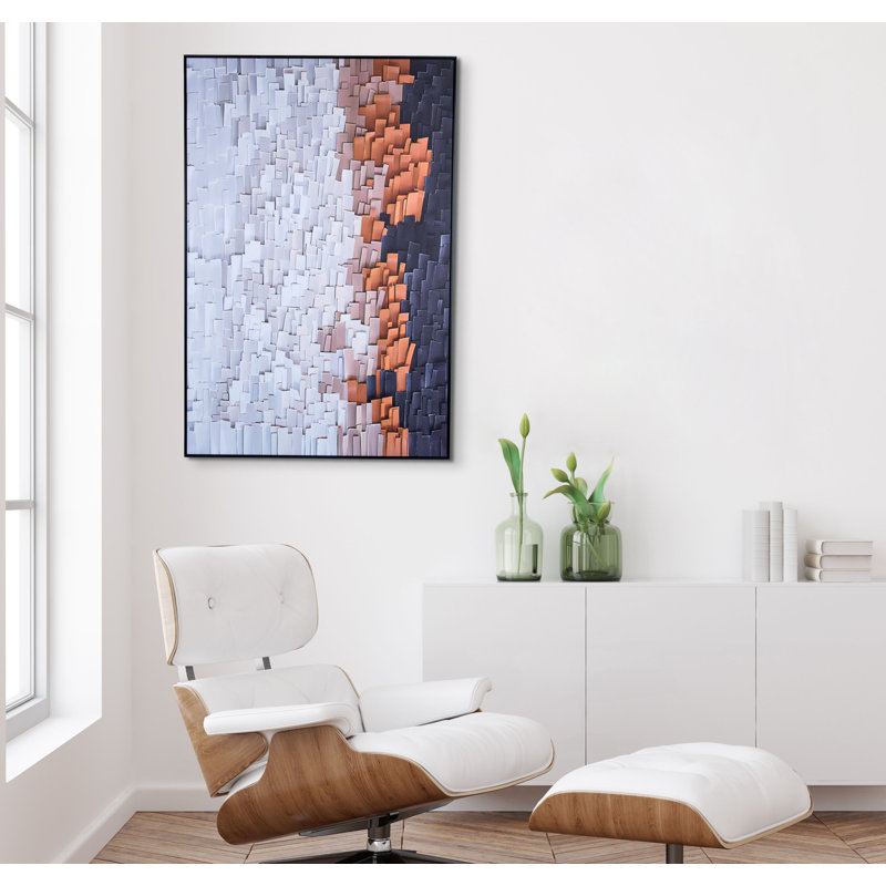 Toile abstraite minimaliste 3D dans des tons bruns