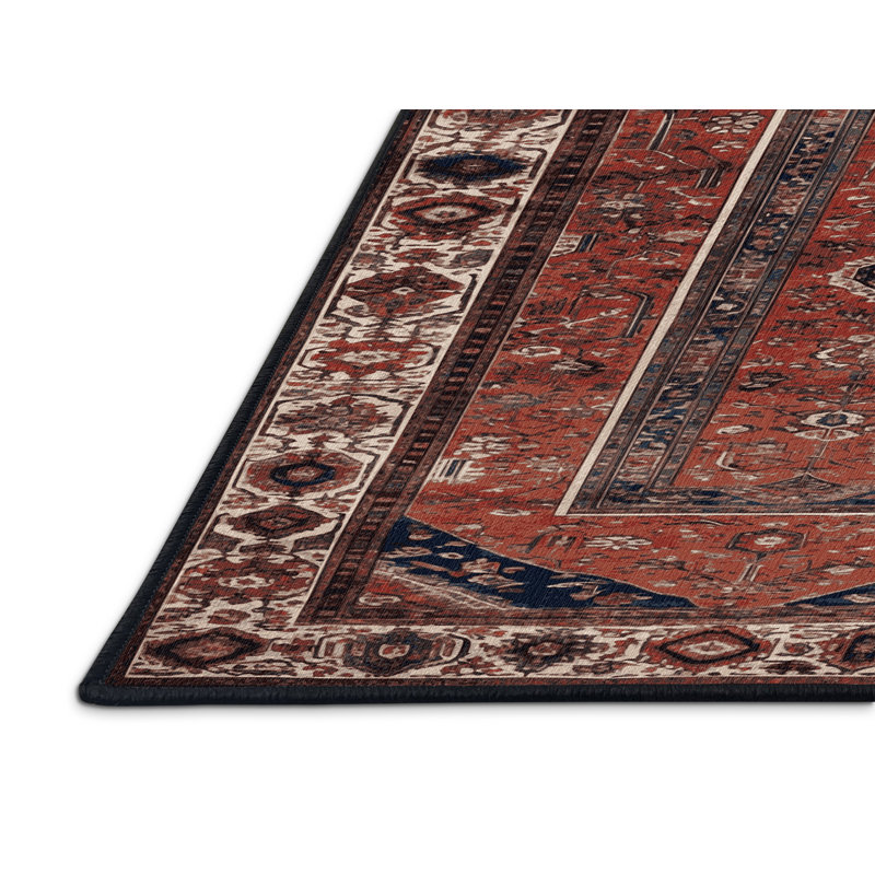 Tapis brun turc lavable à la machine, Rond 3 pi