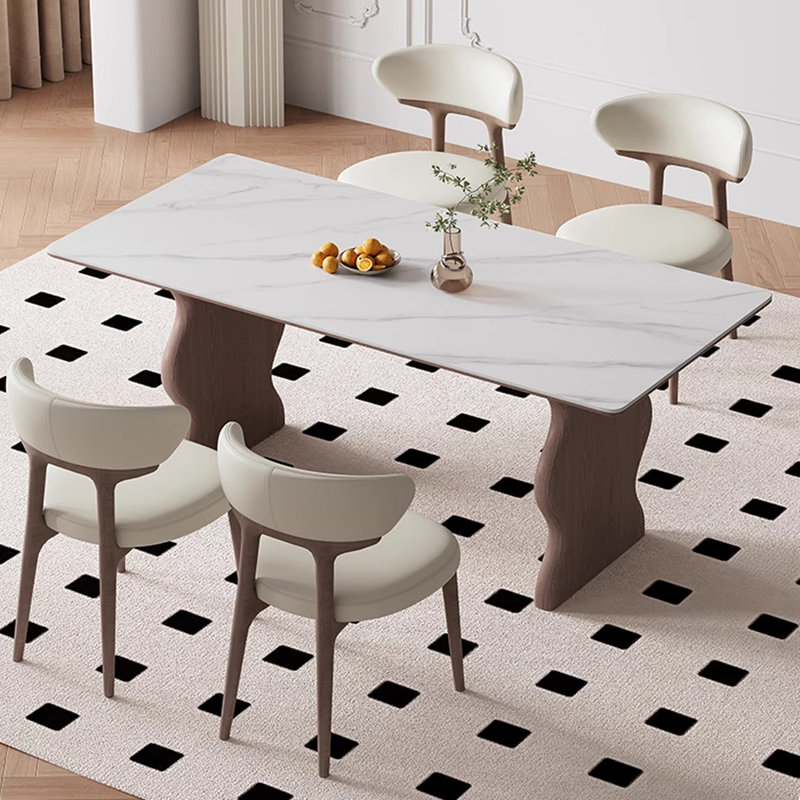 Light luxury high-end rectangular dining table set, 29.5"H x 59"L x 31.5"W