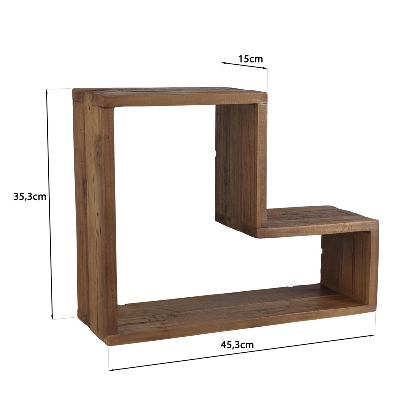 Aitken Hexagon Teak Solid Wood Floating Shelf