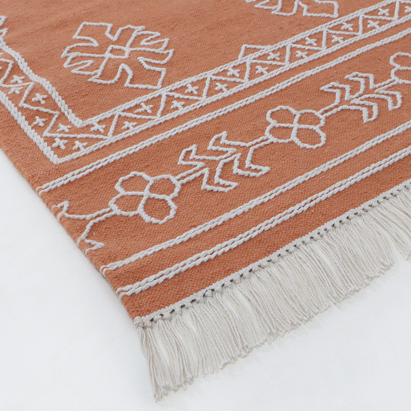 Geometric Area Rug in Orange, Rectangle 10' x 14'