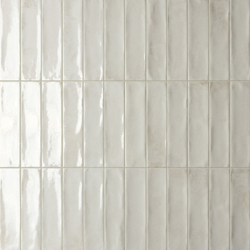 Carreau de porcelaine italien zellige 2 "x 8" Moroccan, Blanc Bianco