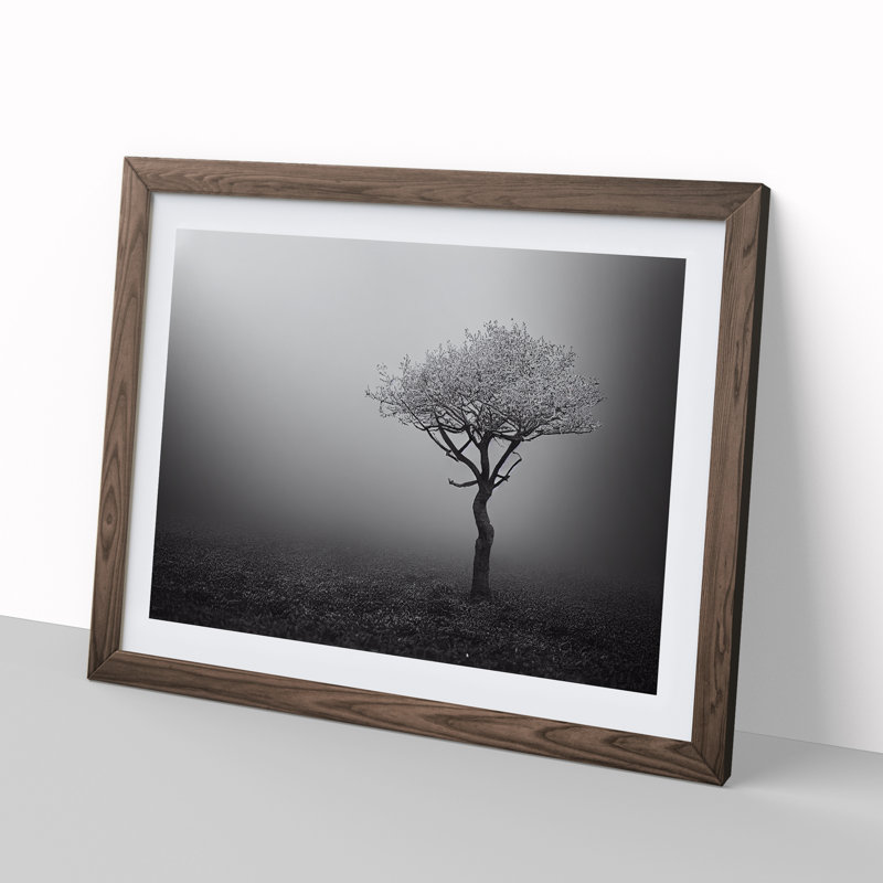 Lonely Tree - Single Picture Frame Print, 46cm H x 64cm W x 2cm D, Walnut