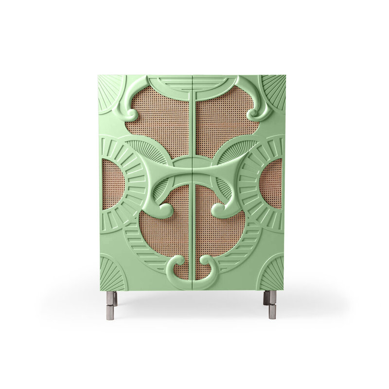 Traje De Luces 47'' Bar Cabinet, Kaki/Polished Nickel