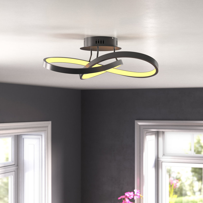 Cleophis LED Semi Flush Mount, Matt Black