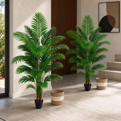 Palmier artificiel de 6 pi avec 23 frondes, fausse plante tropicale pour les salons et les bureaux