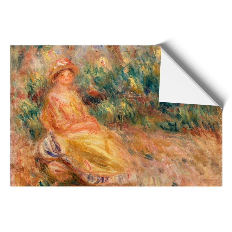 Woman in Pink and Yellow by Pierre Auguste Renoir - Frameless Print, 59cm H x 84cm W x 0.1cm D