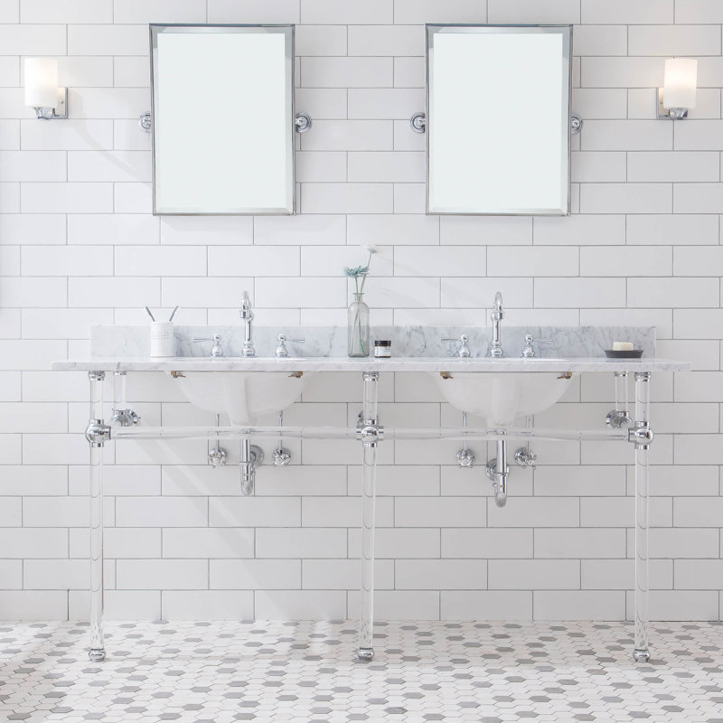 Empire Stone Oval Console Bathroom Sink with Faucet and Overflow, Chrome