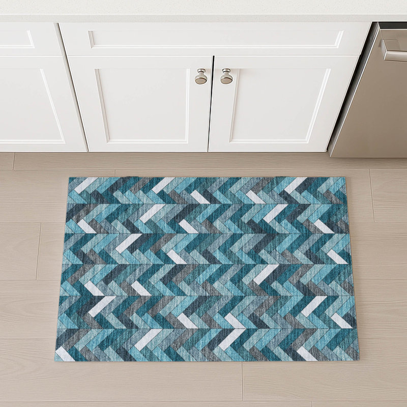 Machine Washable Indoor/Outdoor Matteson ACN2296 Geometric Rug, Rectangle 1'8" x 2'6"