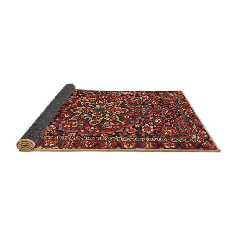 Tapis traditionnel rouge / noir, Rond 4 pi