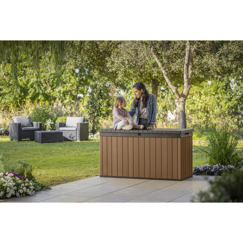 Keter Darwin 150 Gallon Durable Resin Outdoor Storage and Organization Deck Box Ideal For Patio, Brown