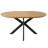 59 In. Oak Oval Extendable Mid-Century Modern Dining Table For 4-6 With Carbon Steel Legs