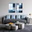 2 pièces d'art mural sur toile abstraite bleu blanc et gris Frmaed pour le salon, décoration minimaliste moderne prête à être accrochée (œuvre d'art - 1,16 po x 24 po x 2 pièces)