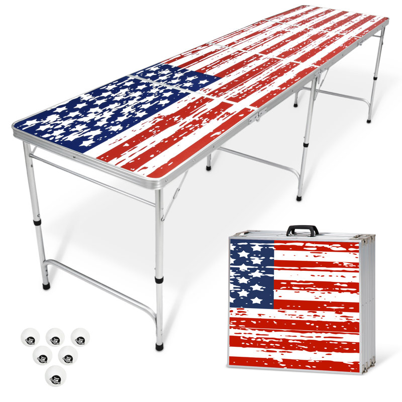 American Flag Folding Outdoor Beer Pong Table