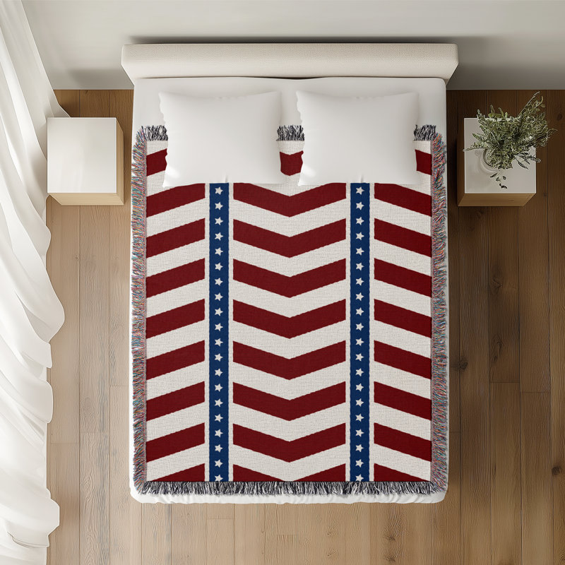 Jeté en coton American Flag, 60 x 60