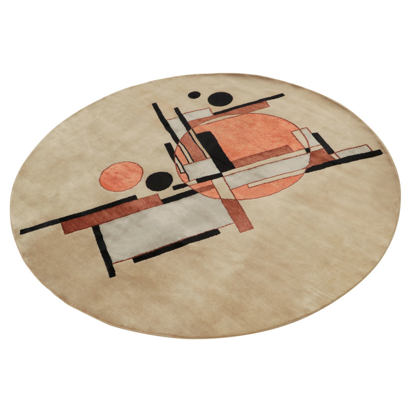 Deco Hand Knotted Wool Geometric Area Rug, Round 8'1"