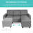 Shaine Linen Sectional Sofa Couch w/ Chaise Lounge, Reversible Ottoman Bench-351123922
