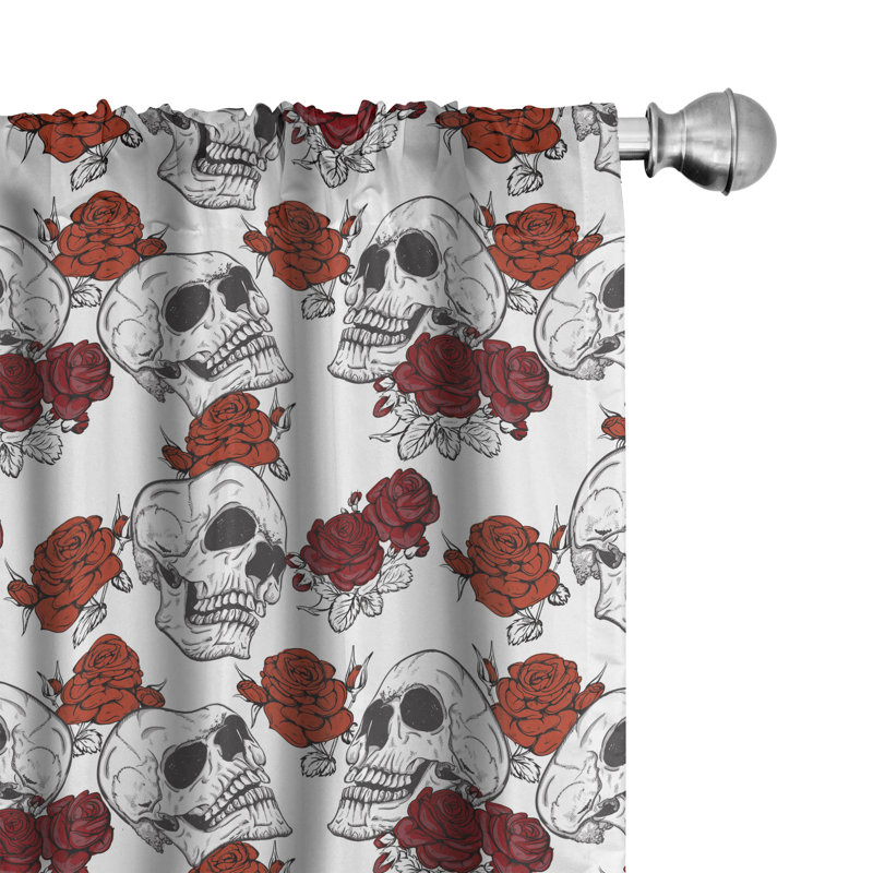 Skull Semi-Sheer Rod Pocket Sliding Panel, 28" x 63"