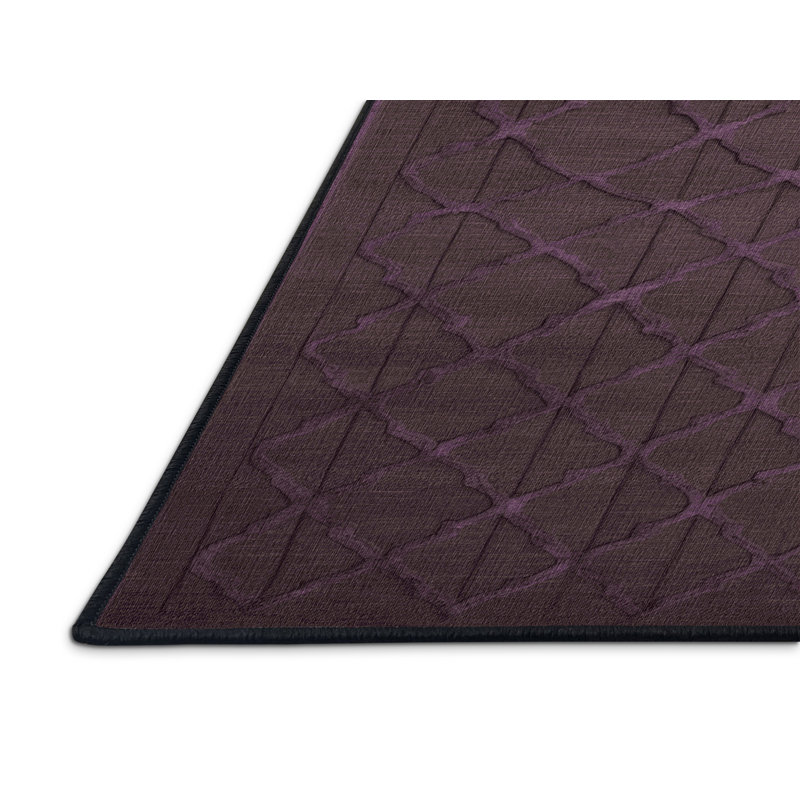 Machine Washable Trellis Black Area Rug, Runner 2' x 4'