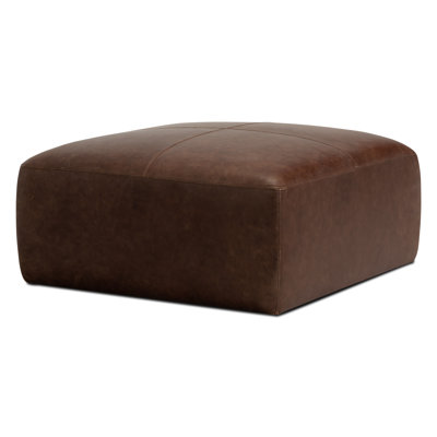 Heafield Square 35" Wide Full-Grain Genuine Italian Leather Ottoman
