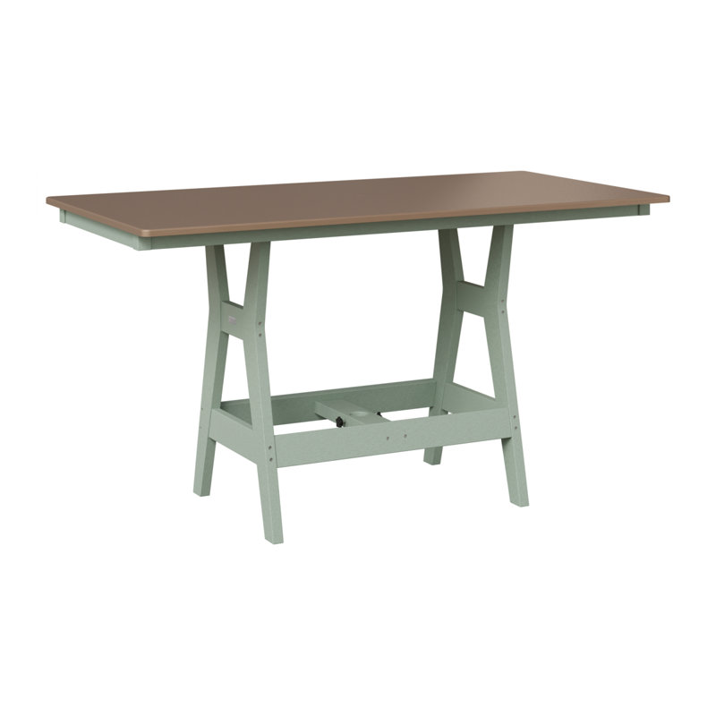Table de bar rectangulaire 66 po Berlin Gardens Harbor, Bronze martelé, Écume de mer, écume de mer
