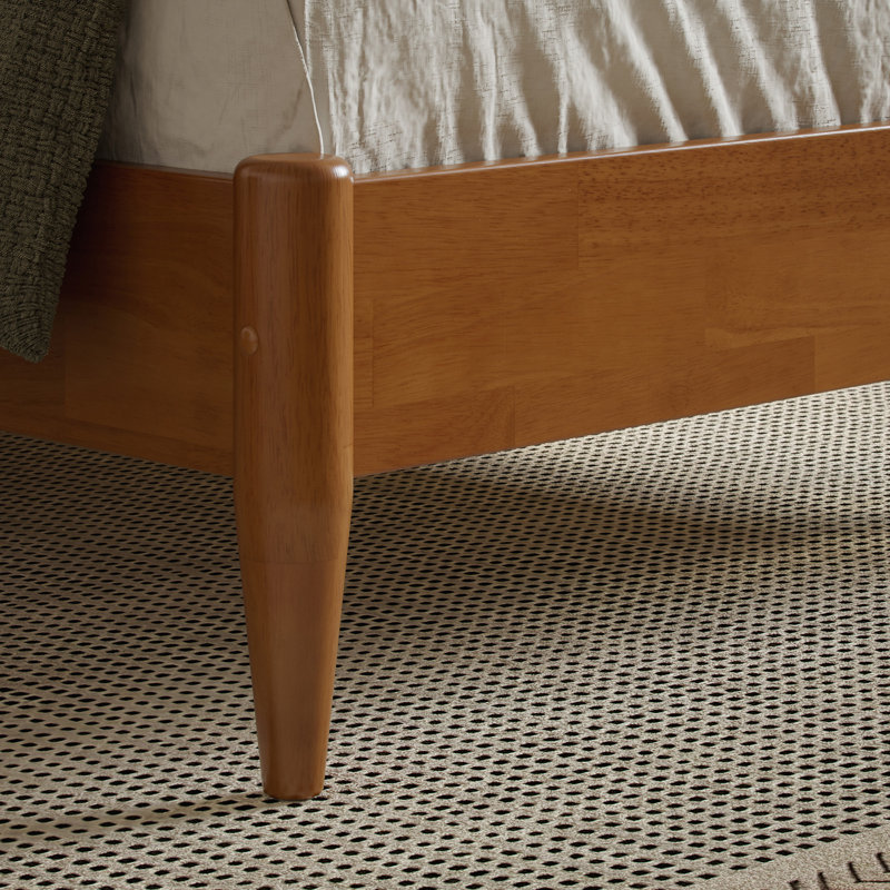 Ambrey Solid Wood Low Profile Sleigh Platform Bed with Matching Footboard, Light Toffee, Twin XL