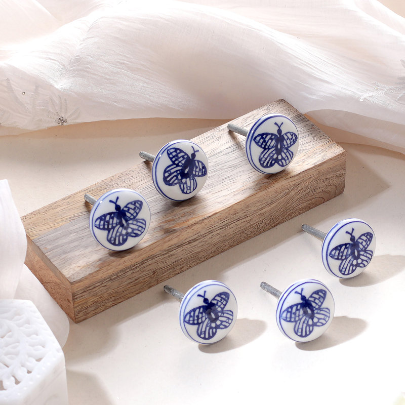 Ensemble de 6 boutons en céramique Novica