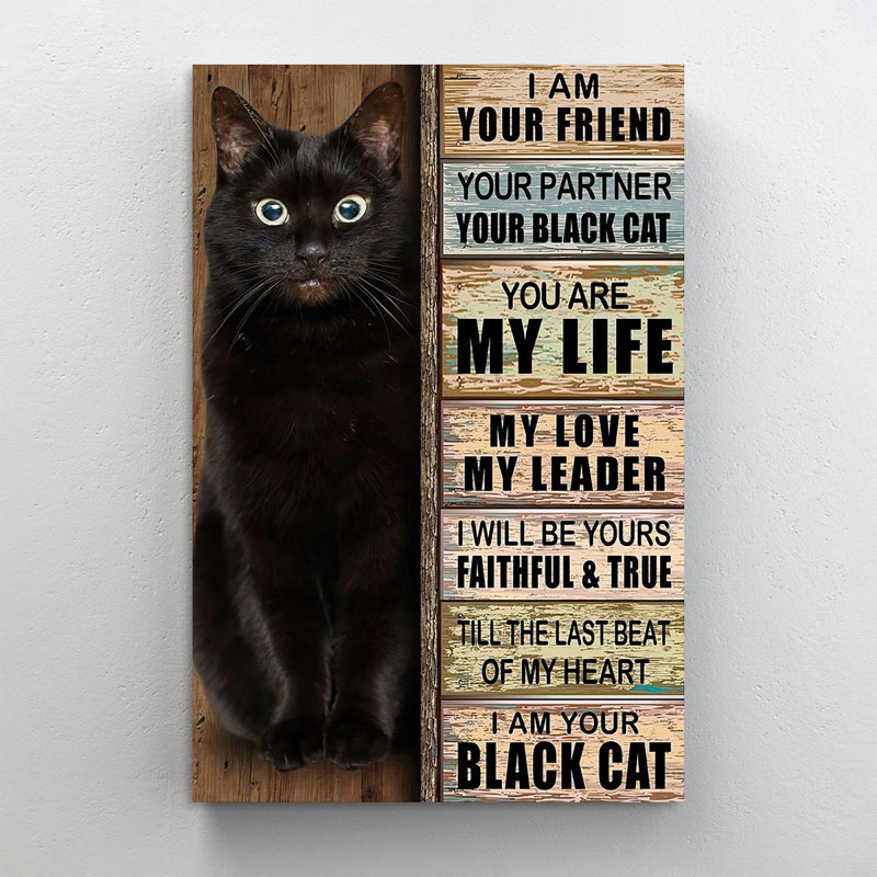 «Black Cat Art for Who Love», impression sur toile tendue, H 36 po x l 24 po x P 1,25 po