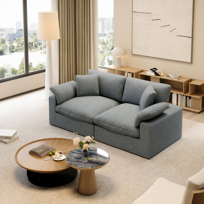 Causeuse Upholstered Cloud, modulaire pour salon, chambre à coucher, Gris