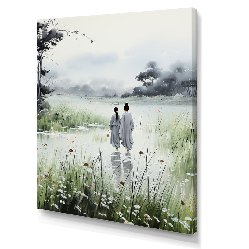 Paysage de sérénité au Japon, art mural Japon, Toile tendue, H 20 po x l 12 po x P 1 po