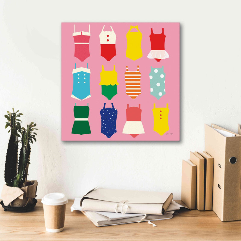 «Bathing Suits Galore» par Ann Kelle Designs, art mural sur toile, H 18 po x l 18 po x P 0,75 po