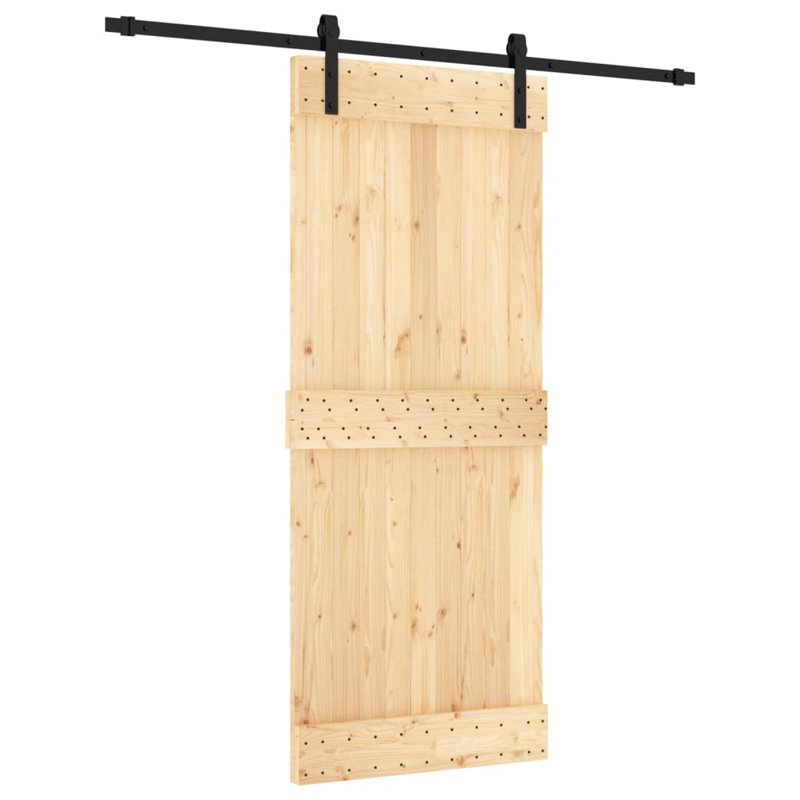 Porte coulissante avec quincaillerie Vidaxl, 33,5 po x 82,7 po, Noir/naturel