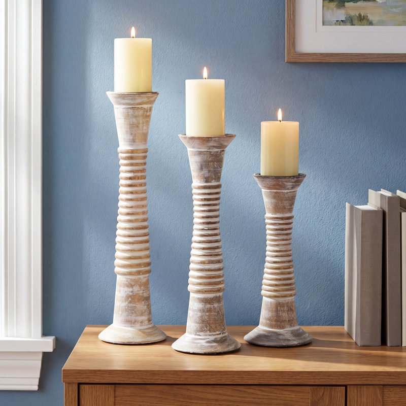 18.05'' H Solid Wood Tabletop Candlestick