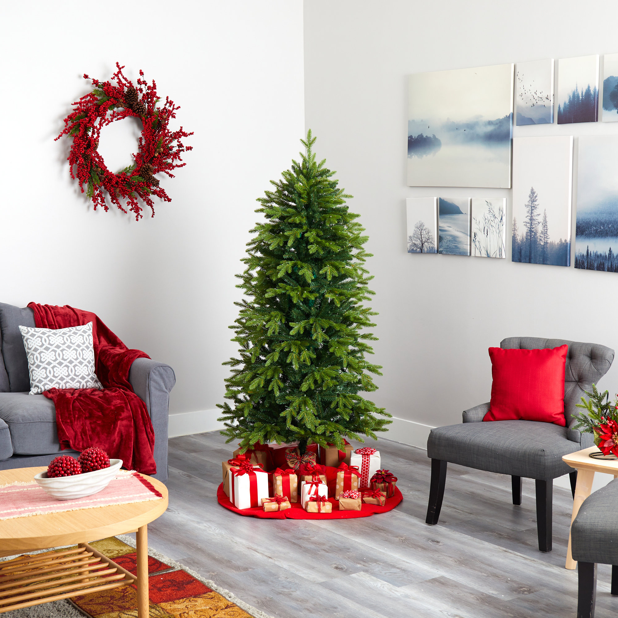Lighted Artificial Fir Christmas Tree, 6' H