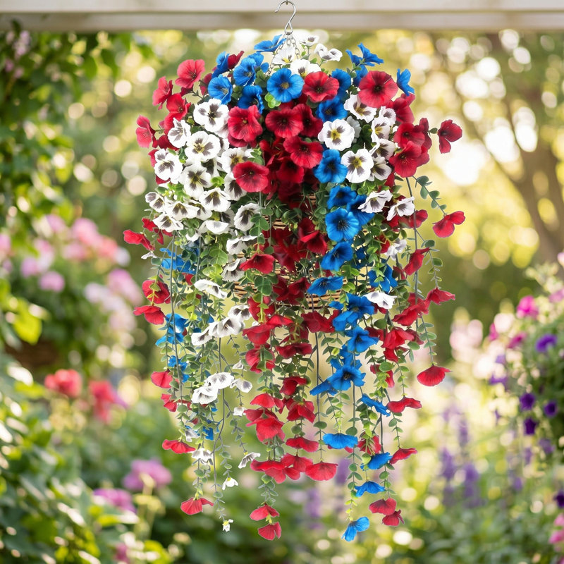 3 pièces fleurs artificielles suspendues fausses plantes pour le jardin